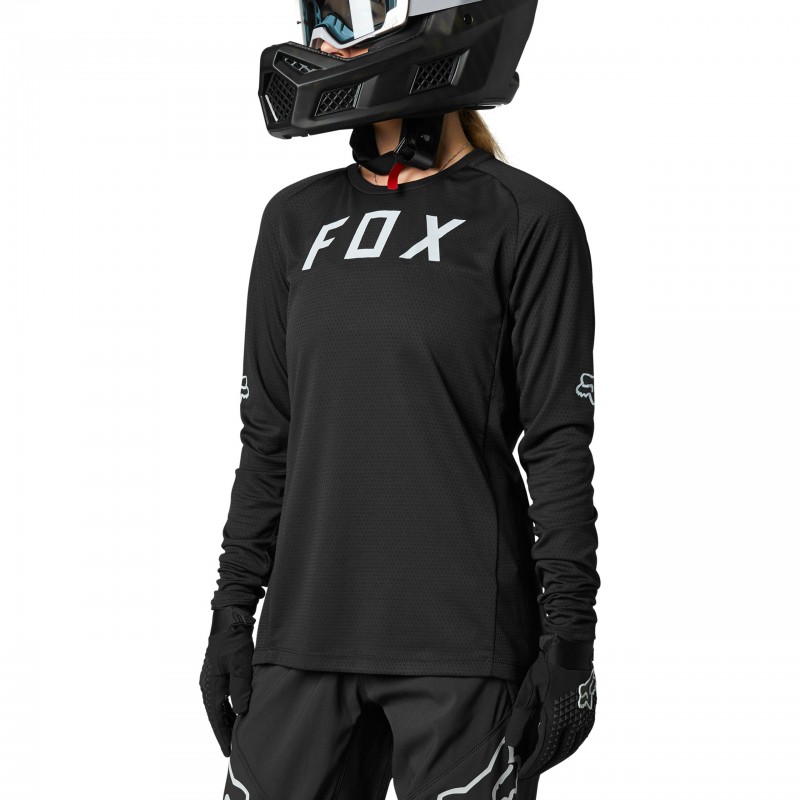 KOSZULKA ROWEROWA FOX LADY Z DŁUGIM RĘKAWEM DEFEND BLACK