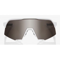 Okulary 100% S3 Matte White - HiPER Silver Mirror Lens (Szkła Srebrne Lustrzane) (NEW 2021)