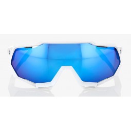 Okulary 100% SPEEDTRAP Matte White - HiPER Blue Multilayer Mirror Lens (Szkła Niebieskie Lustrzane Wielowarstwowe) (NEW 2021)