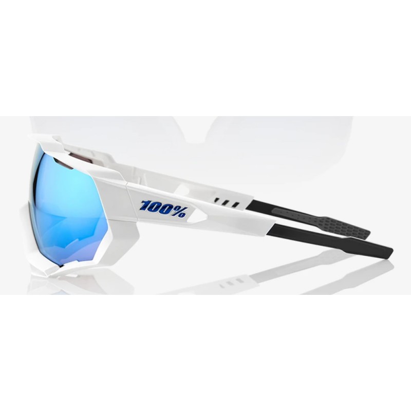 Okulary 100% SPEEDTRAP Matte White - HiPER Blue Multilayer Mirror Lens (Szkła Niebieskie Lustrzane Wielowarstwowe) (NEW 2021)