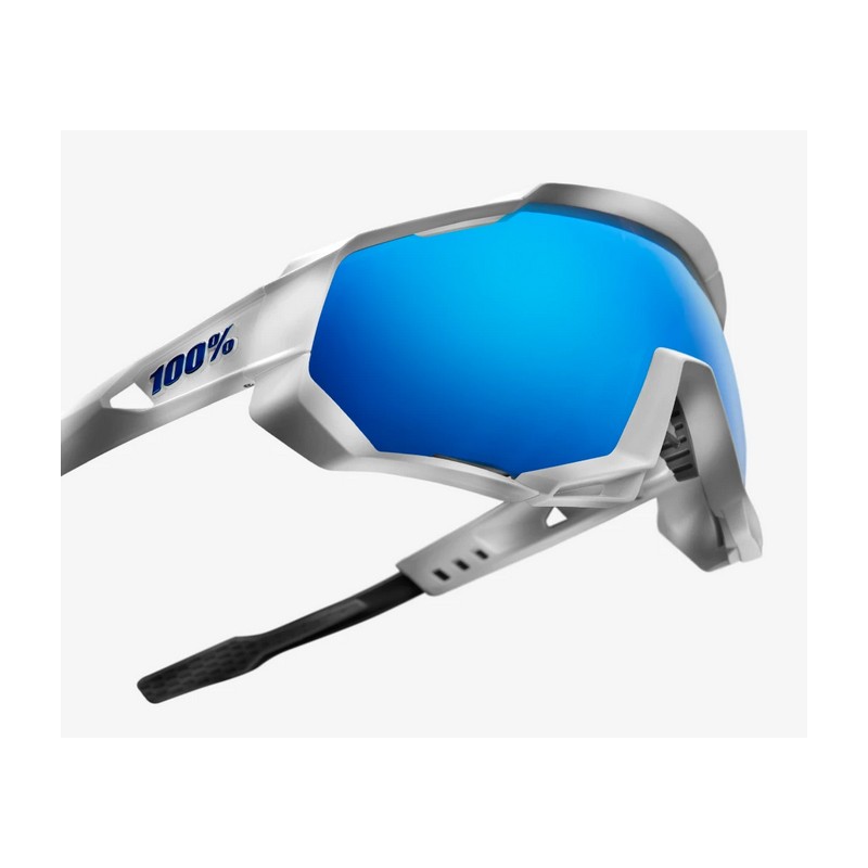 Okulary 100% SPEEDTRAP Matte White - HiPER Blue Multilayer Mirror Lens (Szkła Niebieskie Lustrzane Wielowarstwowe) (NEW 2021)