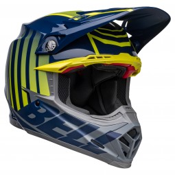 KASK BELL MOTO-9S FLEX SPRINT MATTE/GLOSS DARK BLUE/HI-VIZ YELLOW