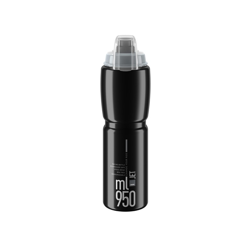Elite Bidon Jet Plus Black Grey logo 950ml
