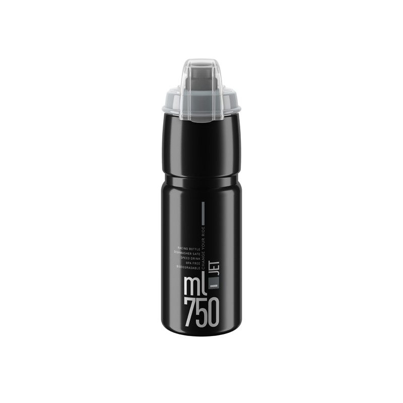 Elite Bidon Jet Plus Black Grey logo 750ml