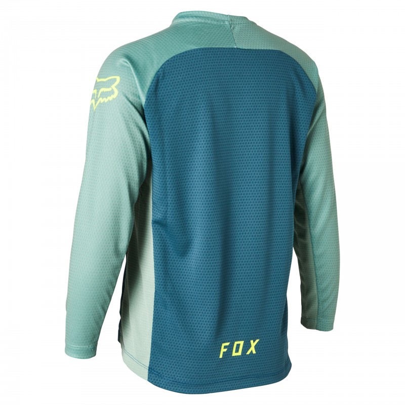 KOSZULKA ROWEROWA Z DŁUGIM RĘKAWEM FOX JUNIOR DEFEND LIGHT BLUE