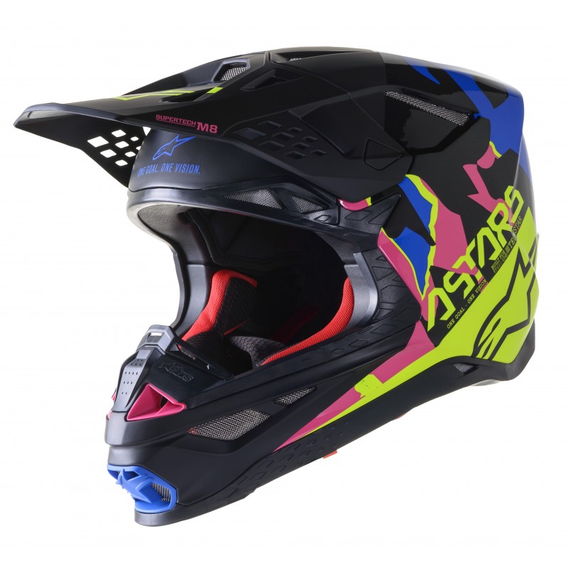 KASK ALPINESTARS SUPERTECH S-M8 ECHO BLACK/BLUE YELLOW PINK FL M&G
