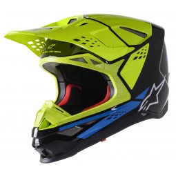 KASK ALPINESTARS SUPERTECH S-M8 FACTORY BLACK/FLUO YELLOW/BLUE GLOSSY