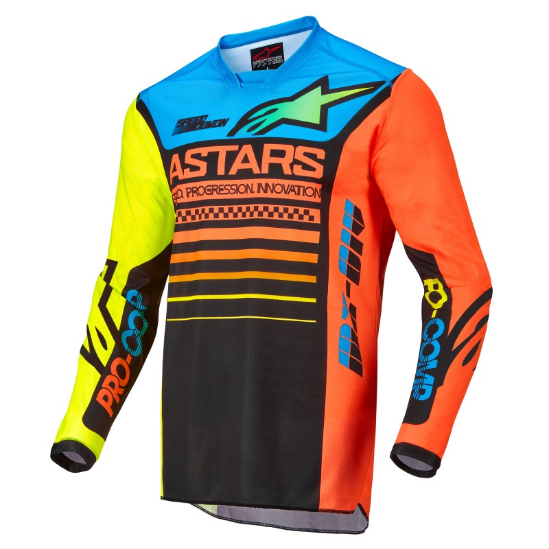 BLUZA ALPINESTARS RACER COMPASS JUNIOR KIDS BLACK/FLUO YELLOW/CORAL