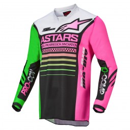 BLUZA ALPINESTARS RACER COMPASS JUNIOR KIDS BLACK/NEON GREEN/FLUO PINK
