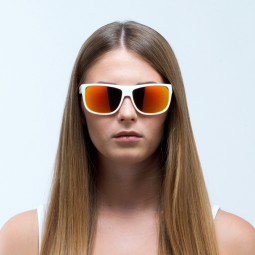 OKULARY RBS RED BULL LOOM WHITE - SZKŁA BROWN WITH RED MIRROR POL