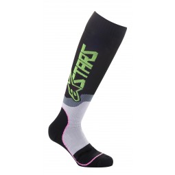 SKARPETY ALPINESTARS MX PLUS-2 BLACK/NEON GREEN/FLUO PINK