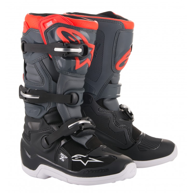 BUTY ALPINESTARS JUNIOR TECH 7S BLACK/DARK GREY/FLUO RED