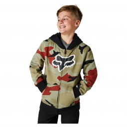 BLUZA Z KAPTUREM NA ZAMEK FOX JUNIOR BNKR GREEN CAMO