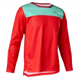 KOSZULKA ROWEROWA Z DŁUGIM RĘKAWEM FOX JUNIOR DEFEND MOTH FLUO RED