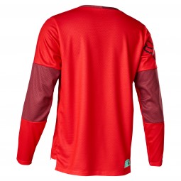 KOSZULKA ROWEROWA Z DŁUGIM RĘKAWEM FOX JUNIOR DEFEND MOTH FLUO RED