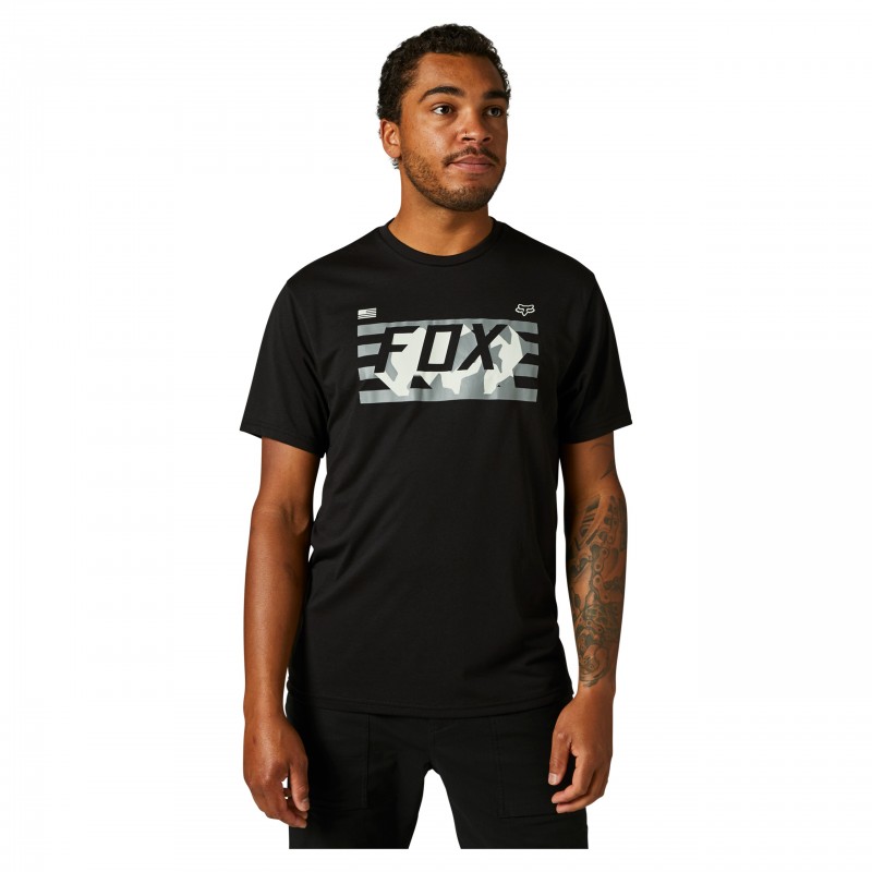 T-SHIRT FOX RWT FLAG TECH BLACK