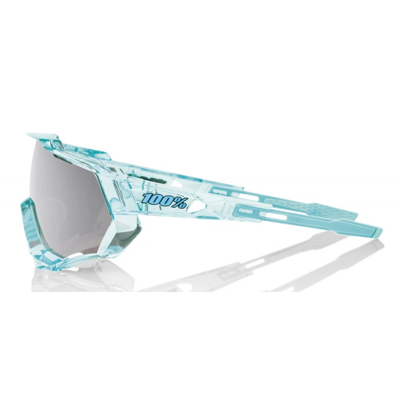 Okulary 100% SPEEDTRAP Polished Translucent Mint - HiPER Silver Mirror Lens (Szkła Srebrne Lustrzane LT 14% + Szkła Przeźroczyst