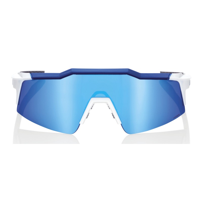 Okulary 100% SPEEDCRAFT SL Matte White/Metallic Blue - HiPER Blue Multilayer Mirror Lens (Szkła Niebieskie Lustrzane Wielowarstw