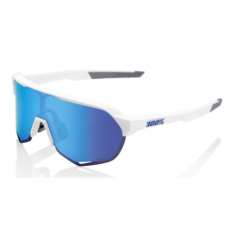 Okulary 100% S2 Matte White - HiPER Blue Multilayer Mirror Lens (Szkła Niebieskie Lustrzane Wielowarstwowe LT 15% + Szkła Przeźr