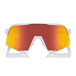 Okulary 100% S3 Soft Tact White - HiPER Red Multilayer Mirror Lens (Szkła Czerwone Lustrzane Wielowarstwowe LT 21% + Szkła Przeź