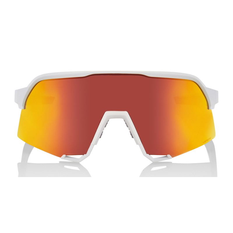 Okulary 100% S3 Soft Tact White - HiPER Red Multilayer Mirror Lens (Szkła Czerwone Lustrzane Wielowarstwowe LT 21% + Szkła Przeź