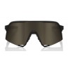 Okulary 100% S3 Soft Tact Black - Soft Gold Mirror Lens (Szkła Złote Lustrzane LT 10% + Szkła Przeźroczyste LT 93%) (NEW 2022)