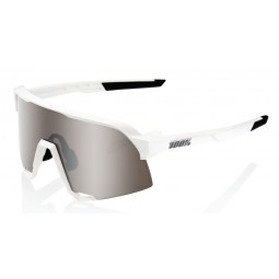 Okulary 100% S3 Matte White - HiPER Silver Mirror Lens (Szkła Srebrne Lustrzane LT 14% + Szkła Przeźroczyste 93%) (NEW 2022)