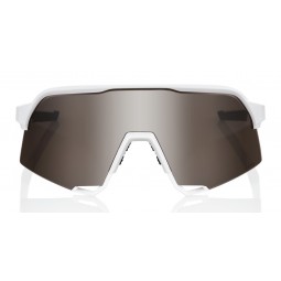Okulary 100% S3 Matte White - HiPER Silver Mirror Lens (Szkła Srebrne Lustrzane LT 14% + Szkła Przeźroczyste 93%) (NEW 2022)