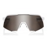 Okulary 100% S3 Matte White - HiPER Silver Mirror Lens (Szkła Srebrne Lustrzane LT 14% + Szkła Przeźroczyste 93%) (NEW 2022)