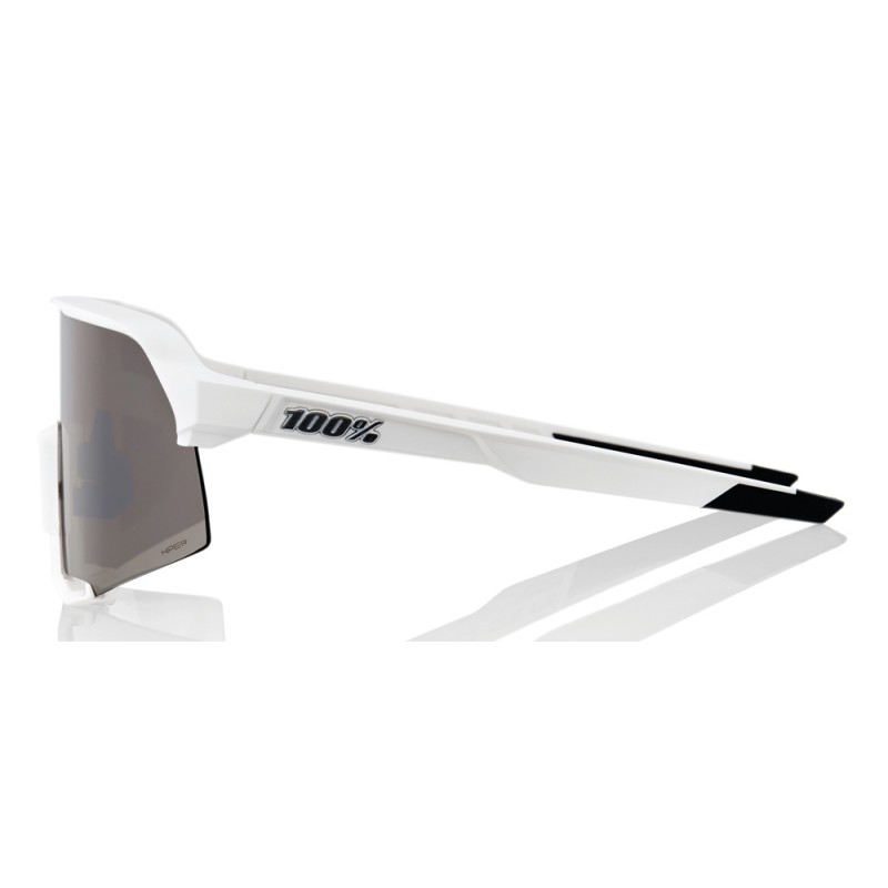 Okulary 100% S3 Matte White - HiPER Silver Mirror Lens (Szkła Srebrne Lustrzane LT 14% + Szkła Przeźroczyste 93%) (NEW 2022)