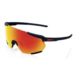 Okulary 100% RACETRAP 3.0 Soft Tact Black - HiPER Red Multilayer Mirror Lens (Szkła Czerwone Lustrzane Wielowarstwowe LT 20% + S