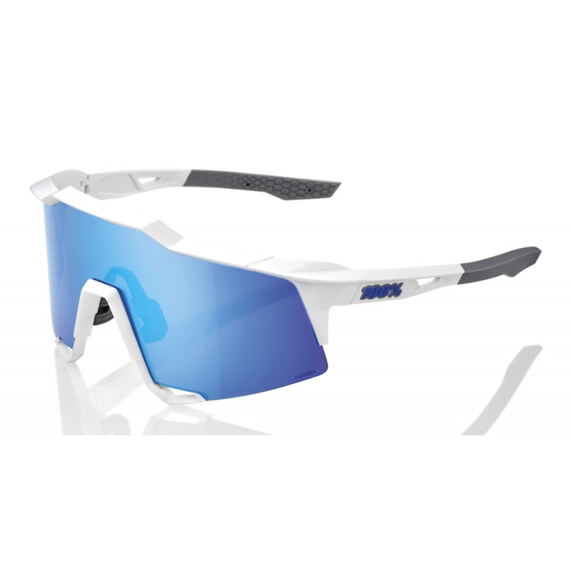 Okulary 100% SPEEDCRAFT Matte White - HiPER Blue Multilayer Mirror Lens (Szkła Niebieskie Lustrzane Wielowarstwowe LT 15% + Szkł