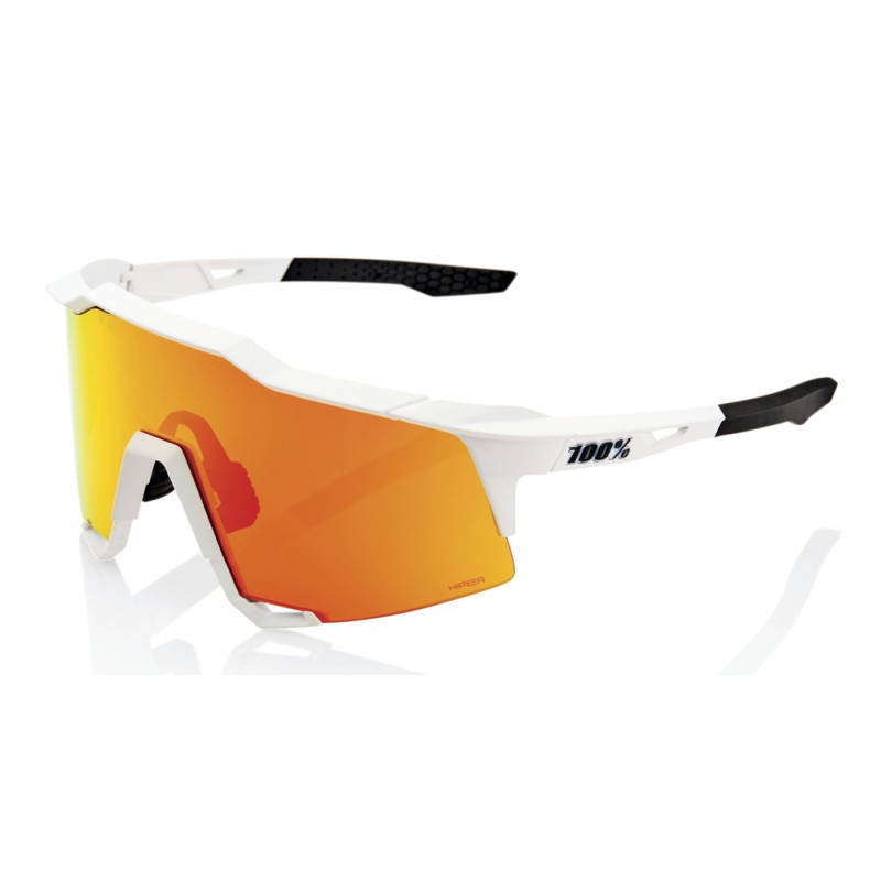 Okulary 100% SPEEDCRAFT Soft Tact Off White - HiPER Red Multilayer Mirror Lens (Szkła Czerwone Lustrzane Wielowarstwowe LT 21% +