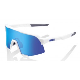 Okulary 100% S3 Matte White - HiPER Blue Multilayer Mirror Lens (Szkła Niebieskie Lustrzane Wielowarstwowe LT 15% + Szkła Przeźr