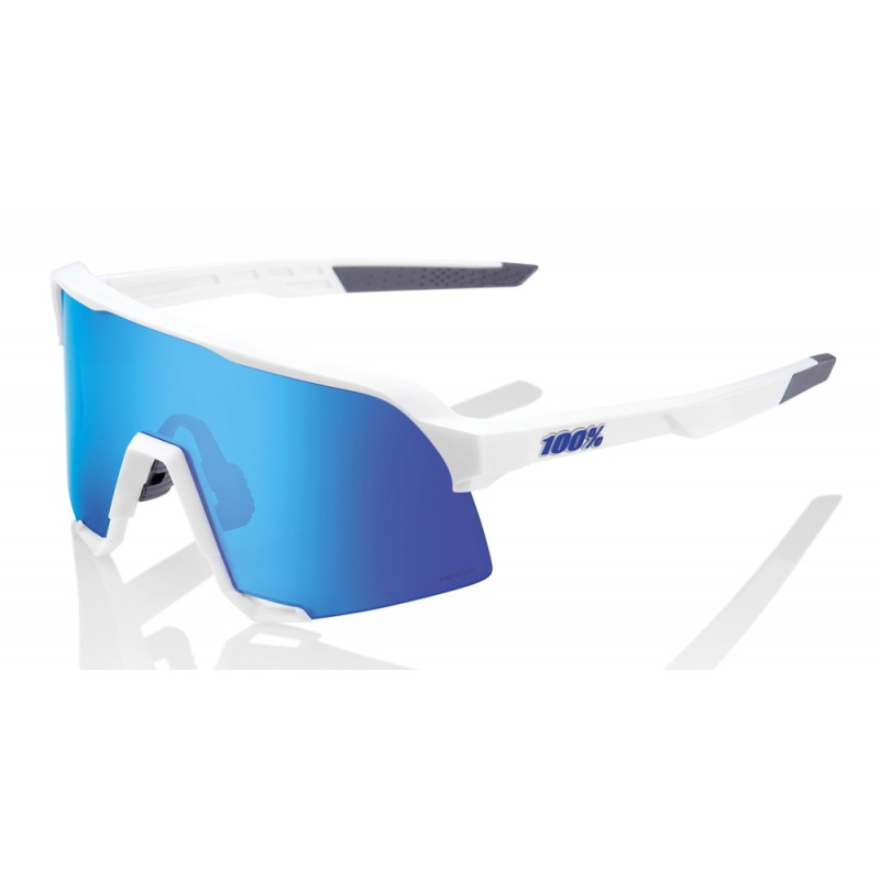 Okulary 100% S3 Matte White - HiPER Blue Multilayer Mirror Lens (Szkła Niebieskie Lustrzane Wielowarstwowe LT 15% + Szkła Przeźr