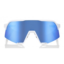 Okulary 100% S3 Matte White - HiPER Blue Multilayer Mirror Lens (Szkła Niebieskie Lustrzane Wielowarstwowe LT 15% + Szkła Przeźr