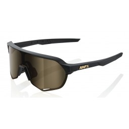 Okulary 100% S2 Matte Black - Soft Gold Mirror Lens (Szkła Złote Lustrzane LT 10% + Szkła Przeźroczyste LT 93%) (NEW 2022)