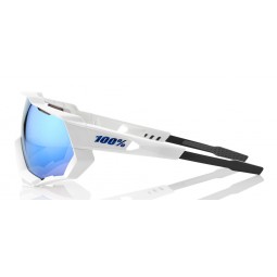 Okulary 100% SPEEDTRAP Matte White - HiPER Blue Multilayer Mirror Lens (Szkła Niebieskie Lustrzane Wielowarstwowe LT 13% + Szkła