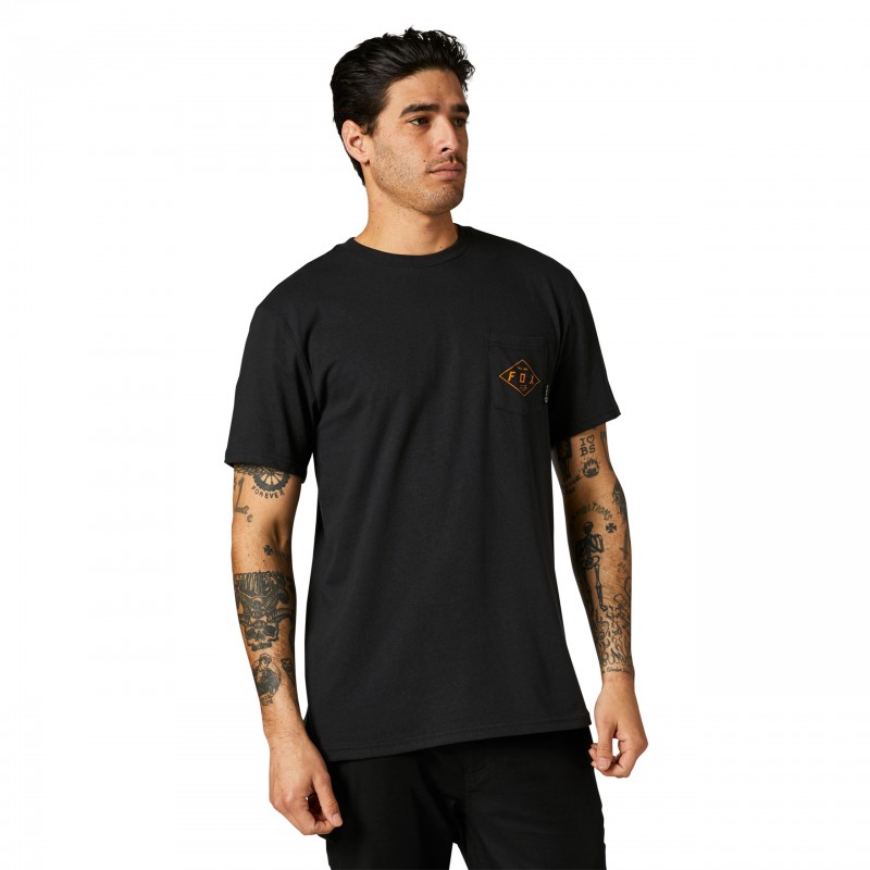 T-SHIRT FOX DIAMOND PLATE PKT BLACK