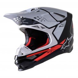 KASK ALPINESTARS SUPERTECH S-M8 FACTORY BLACK/WHITE/FLUO RED GLOSSY