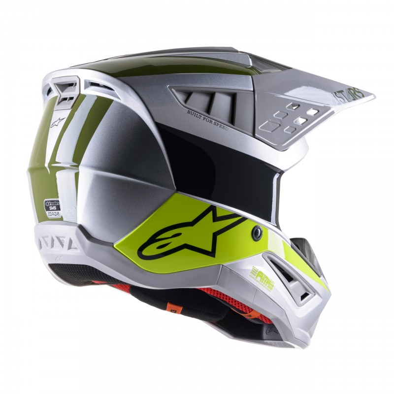 KASK ALPINESTARS S-M5 BOND SILVER/FLUO YELOW/MILITARY GREEN GLOSSY