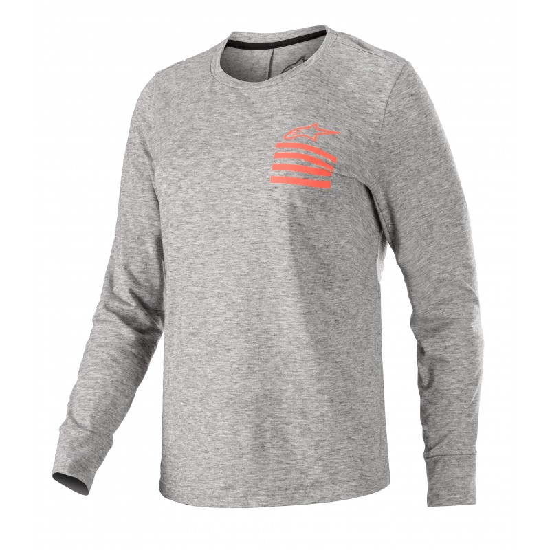 KOSZULKA ROWEROWA Z DŁUGIM RĘKAWEM ALPINESTARS LADY MERINO MELANGE MID GREY/CORAL