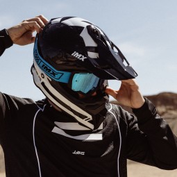 GOGLE IMX ENDURANCE FLIP GRAPHIE BLUE MATT/ ORANGE - SZYBA IRIDIUM GOLD + CLEAR (2 SZYBY W ZESTAWIE)