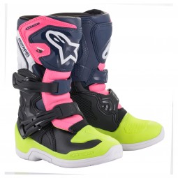 BUTY ALPINESTARS TECH 3S KIDS JUNIOR BLACK DARK BLUE FLUO PINK