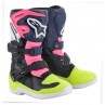 BUTY ALPINESTARS TECH 3S KIDS JUNIOR BLACK DARK BLUE FLUO PINK