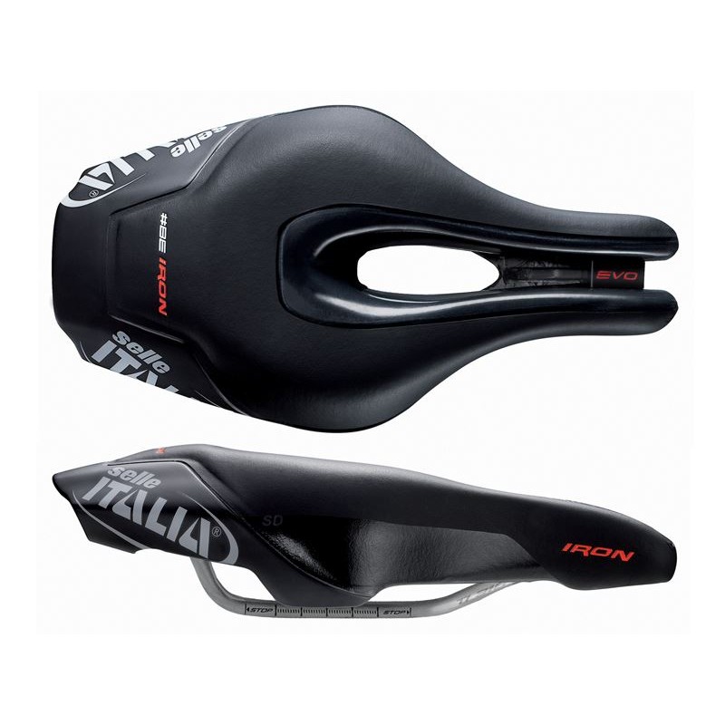 Siodło SELLE ITALIA IRON EVO SUPERFLOW SD miękkie (id match - universal) ti 316 tube 7, durotec, czarne (DWZ)