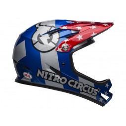 Kask full face BELL SANCTION nitro circus gloss silver blue red