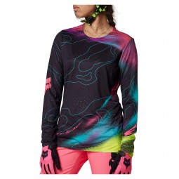 KOSZULKA ROWEROWA Z DŁUGIM RĘKAWEM FOX LADY FLEXAIR LUNAR BLACK/PINK