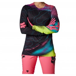 KOSZULKA ROWEROWA Z DŁUGIM RĘKAWEM FOX LADY FLEXAIR LUNAR BLACK/PINK