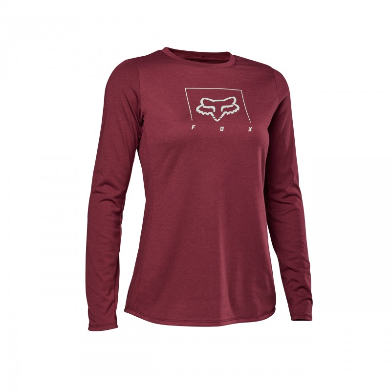 KOSZULKA ROWEROWA Z DŁUGIM RĘKAWEM FOX LADY RANGER DR MID DARK MAROON